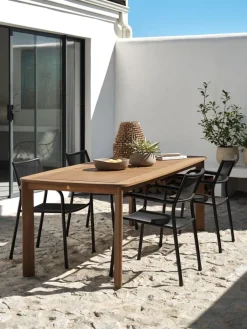 Conjuntos Mesa Y Sillas De Jardín>JYSK UVDAL + HEMSEDALMesa UVDAL L223 madera dura + 4 sillas HEMSEDAL negro