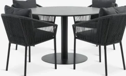 Conjuntos Mesa Y Sillas De Jardín>JYSK VAMDRUP + GILJAMesa VAMDRUP Ø120 + 4 sillas GILJA gris