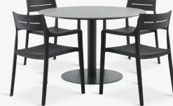 Conjuntos Mesa Y Sillas De Jardín>JYSK VAMDRUP + INGSTRUPMesa VAMDRUP Ø120 + 4 sillas INGSTRUP negro Gris