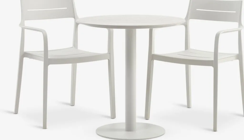 Conjuntos Mesa Y Sillas De Jardín>JYSK VAMDRUP + INGSTRUPMesa VAMDRUP Ø70 + 2 sillas INGSTRUP beis Beige