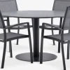 Conjuntos Mesa Y Sillas De Jardín>JYSK VAMDRUP + STRANDBYMesa VAMDRUP Ø120 + 4 sillas STRANDBY gris