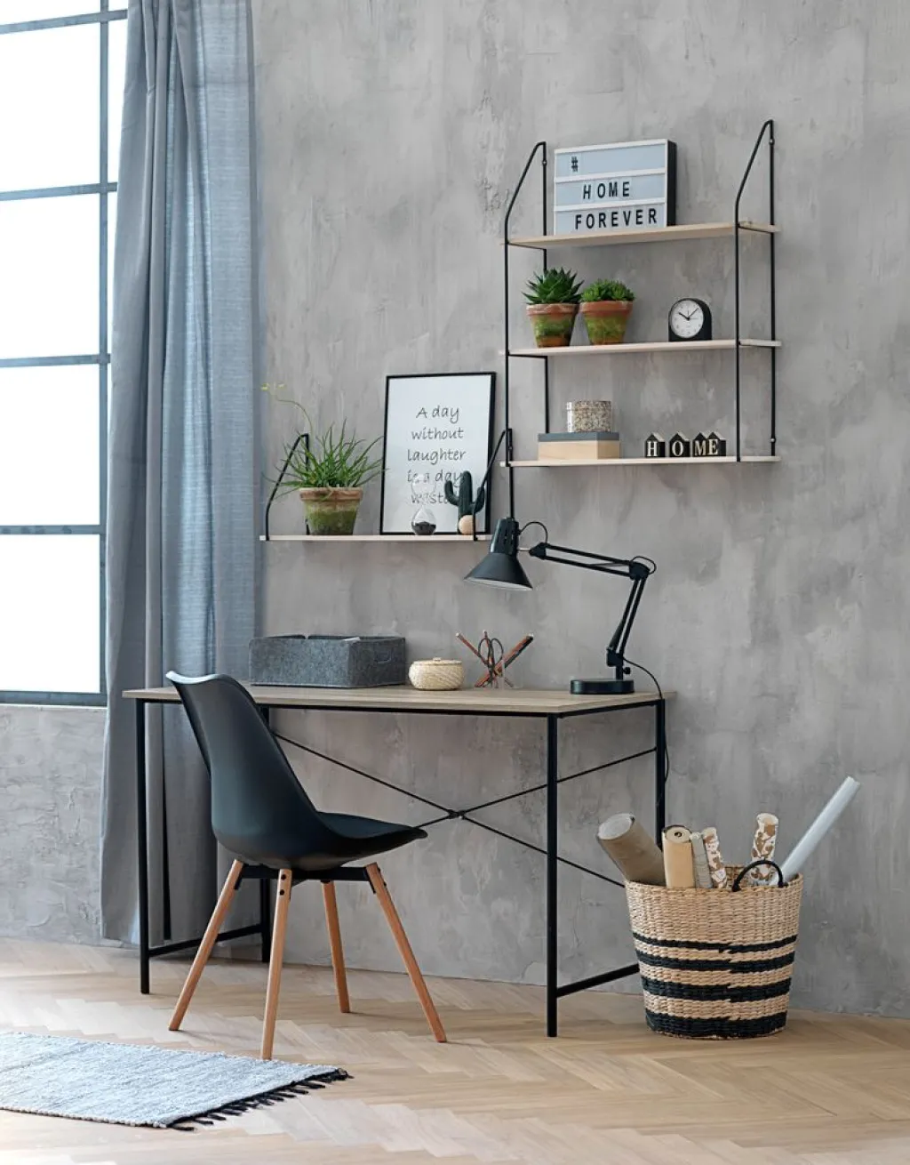 Escritorios|Escritorios Elevables>JYSK VANDBORGEscritorio VANDBORG 60x120 roble claro/negro Roble claro+Negro