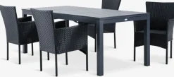 Conjuntos Mesa Y Sillas De Jardín>JUTLANDIA VATTRUP + AIDTMesa VATTRUP L206/321 + 4 sillas AIDT negro