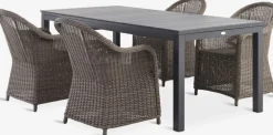 Conjuntos Mesa Y Sillas De Jardín>JUTLANDIA VATTRUP + GAMMELBYMesa VATTRUP L206/321 negro + 4 sillas GAMMELBY gris
