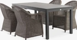 Conjuntos Mesa Y Sillas De Jardín>JUTLANDIA VATTRUP + GAMMELBYMesa VATTRUP L172/276 negro + 4 sillas GAMMELBY gris