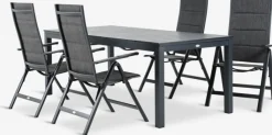Conjuntos Mesa Y Sillas De Jardín>JUTLANDIA VATTRUP + MYSENMesa VATTRUP L206/321 negro + 4 sillas MYSEN gris