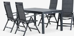 Conjuntos Mesa Y Sillas De Jardín>JUTLANDIA VATTRUP + MYSENMesa VATTRUP L172/276 negro + 4 sillas MYSEN gris