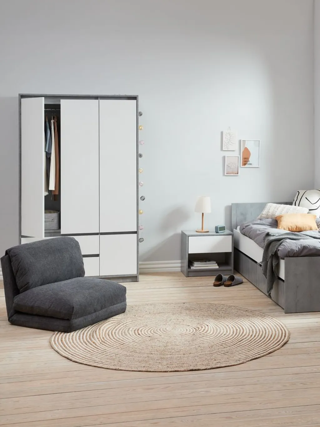 Articulos Para Niños>JYSK VEGGERSillón cama VEGGER tela gris