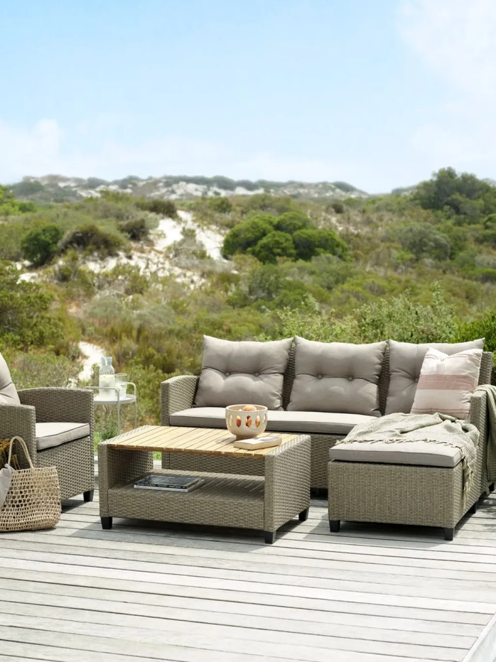 Conjuntos Mesa Y Sillas De Jardín|Muebles De Jardín>JYSK VENConjunto muebles jardín VEN 4 plazas chaise longue Natural