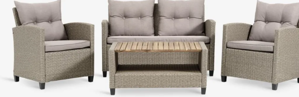 Conjuntos Mesa Y Sillas De Jardín|Muebles De Jardín>JYSK VENConjunto muebles jardín VEN 4 plazas Natural