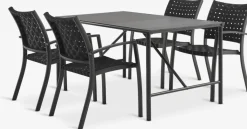 Conjuntos Mesa Y Sillas De Jardín>JYSK VIERLI + GLOMFJORDMesa VIERLI L149 + 4 sillas GLOMFJORD negro