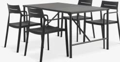 Conjuntos Mesa Y Sillas De Jardín>JYSK VIERLI + INGSTRUPMesa VIERLI L149 + 4 sillas INGSTRUP negro