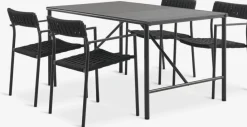 Conjuntos Mesa Y Sillas De Jardín>JYSK VIERLI + TRILLEVALLENMesa VIERLI L149 + 4 sillas TRILLEVALLEN negro