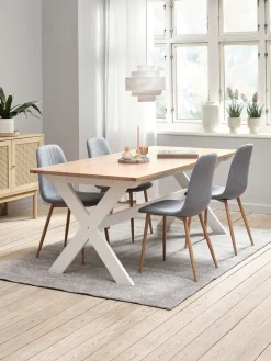 Mesas De Comedor|Conjuntos De Comedor>JYSK VISLINGE + JONSTRUPMesa VISLINGE L190 natural + 4 sillas JONSTRUP azul claro