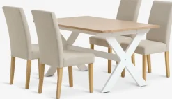Mesas De Comedor|Conjuntos De Comedor>JYSK VISLINGE + TUREBYMesa VISLINGE L150 natural + 4 sillas TUREBY beis