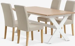 Mesas De Comedor|Conjuntos De Comedor>JYSK VISLINGE + TUREBYMesa VISLINGE L190 natural + 4 sillas TUREBY beis