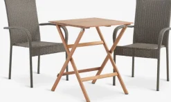 Conjuntos Mesa Y Sillas De Jardín>JYSK VRAADAL + GUDHJEMMesa VRAADAL L62 madera dura + 2 sillas GUDHJEM natural